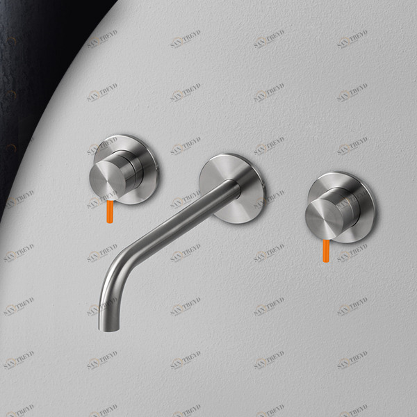 Смеситель для раковины сталь матовая с оранжевой ручкой Toki Radomonte TKI29SCIL24