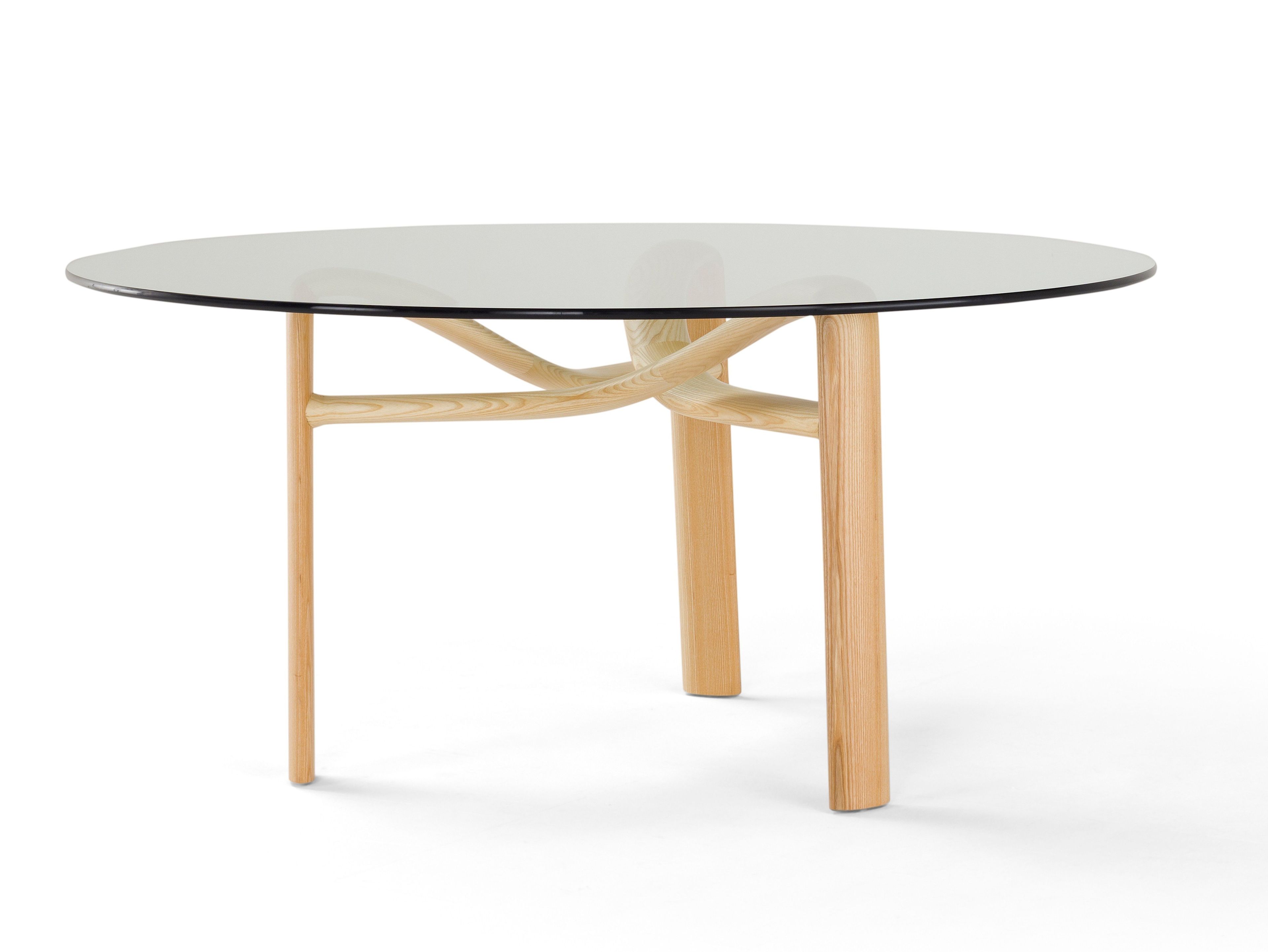 Круглый обеденный стол из дерева и стекла Amura ARCH-00026950 - Вид №1