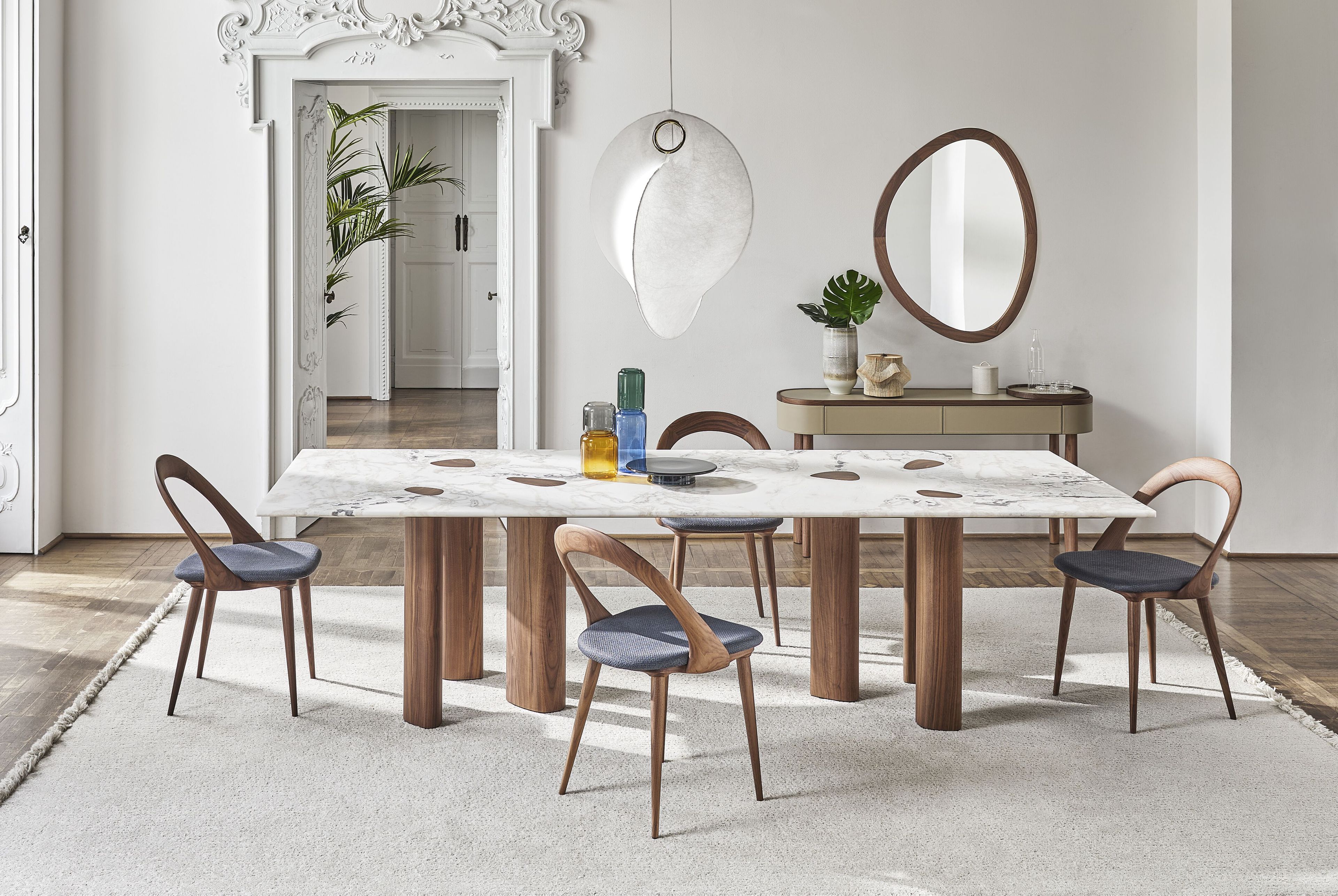 Прямоугольный обеденный стол из мрамора и грецкого ореха Porada двадцать четыре ARCH-00148826 - Вид №1