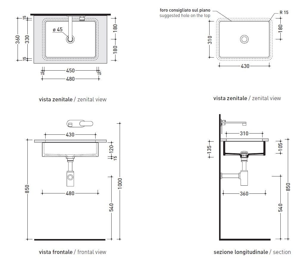 Керамическая раковина для раковины Ceramica Flaminia Monowash Miniwash Fly ARCH-00071455 - Вид №2