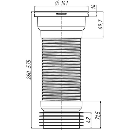 Гофра для унитаза с металлической спиралью D10мм, 280-575мм К928 АНИ пласт 7183 - Вид №1