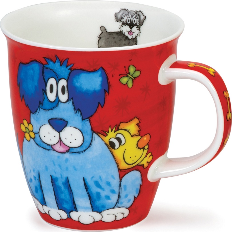 10604444 Dunoon Кружка Dunoon "Собаки и щенки.Невис" 480мл (красная) Фарфор костяной 