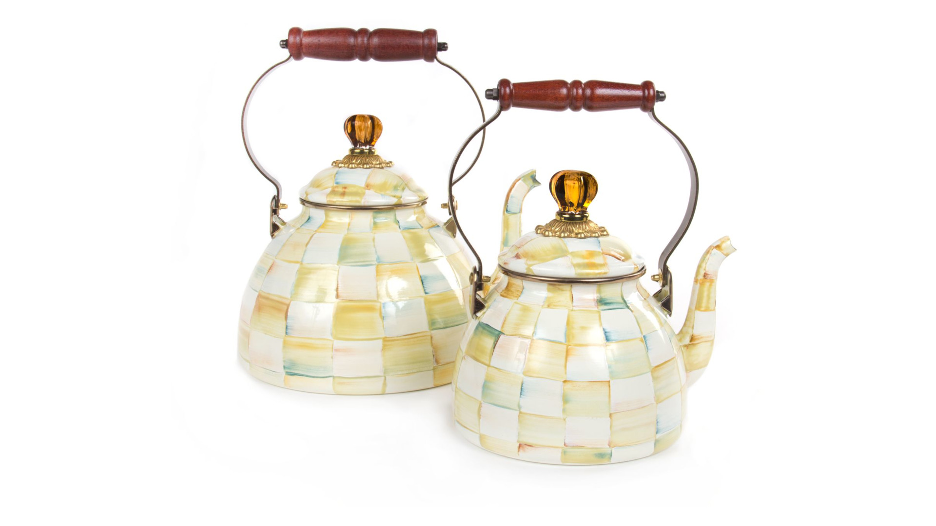 10654492 Mackenzie-Childs Чайник 2л Parchment Check Сталь  - Вид №1