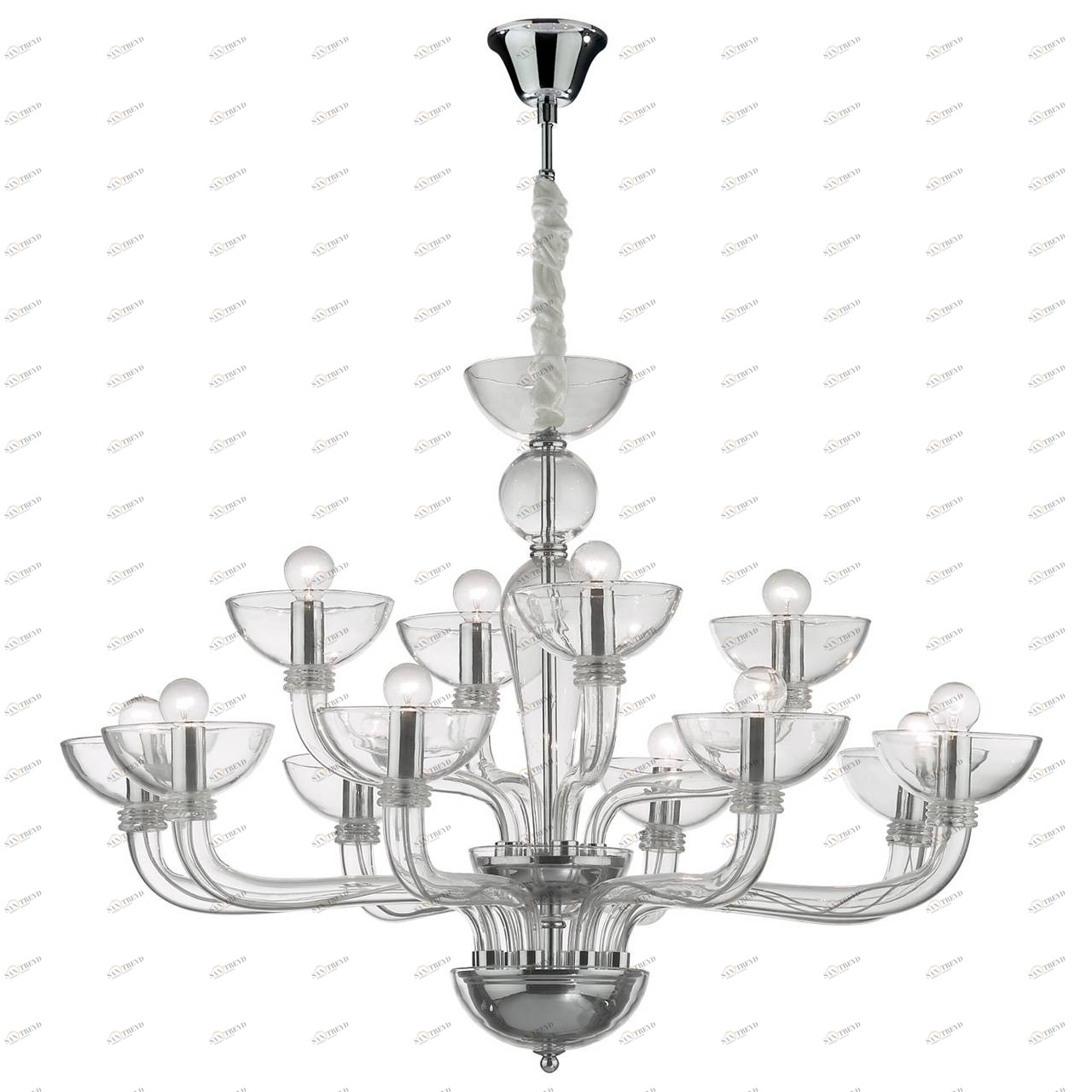 Люстра дизайнерская Tall прозрачная Casanova SP12 Trasparente IDEAL LUX ДИЗАЙНЕРСКИЕ, CASANOVA TRASPARENTE 057285 Прозрачный 