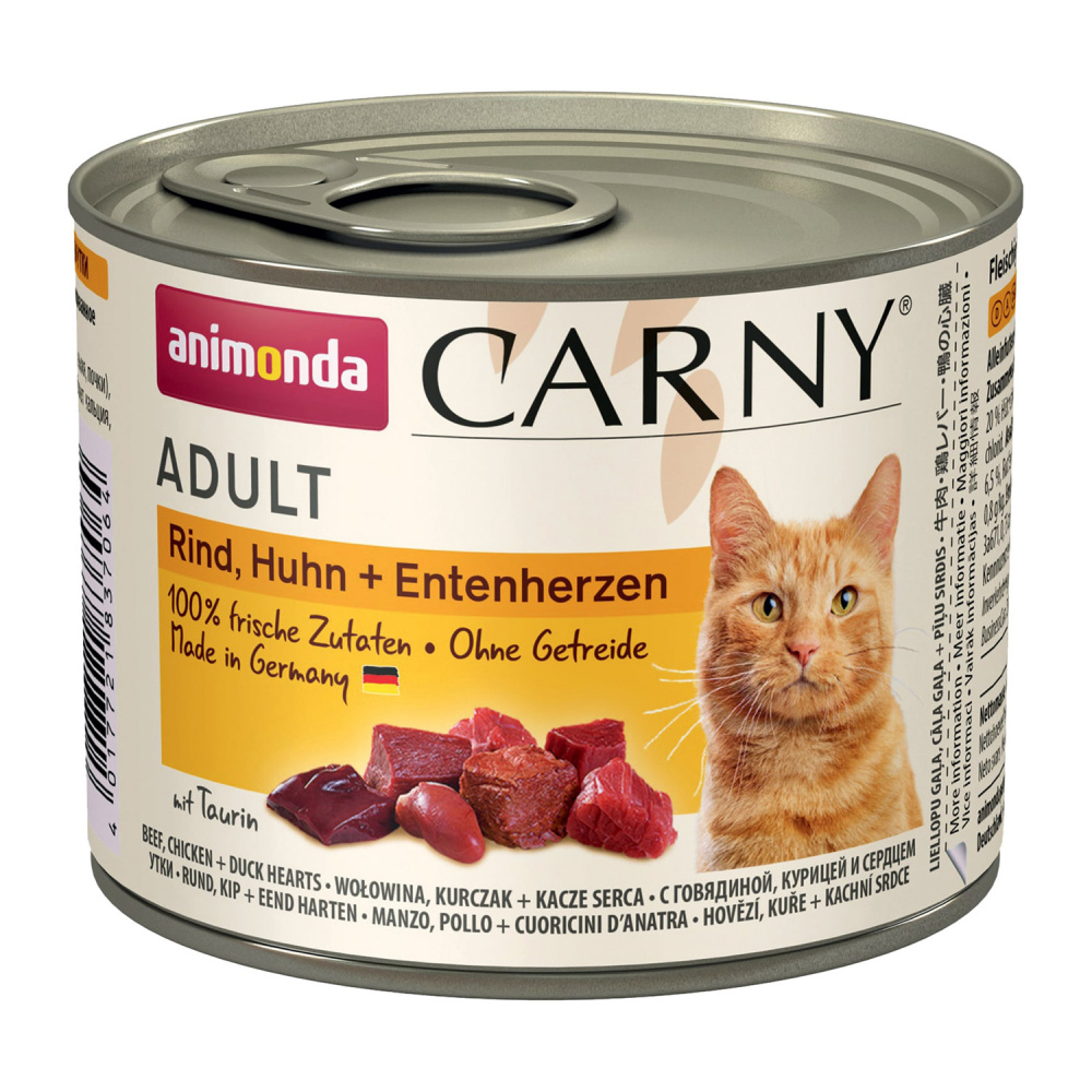 ПР0004574 Корм для кошек Carny Adult говядина, курица, сердце утки конс. 200гр Animonda 
