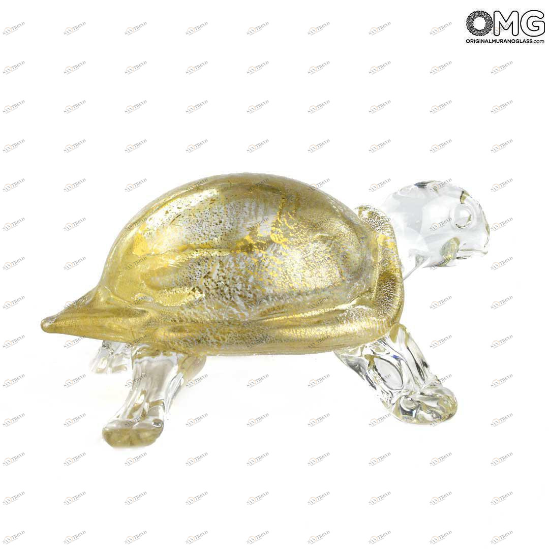 3736 ORIGINALMURANOGLASS Фигурка черепахи - с золотом - муранское стекло OMG 17 см 