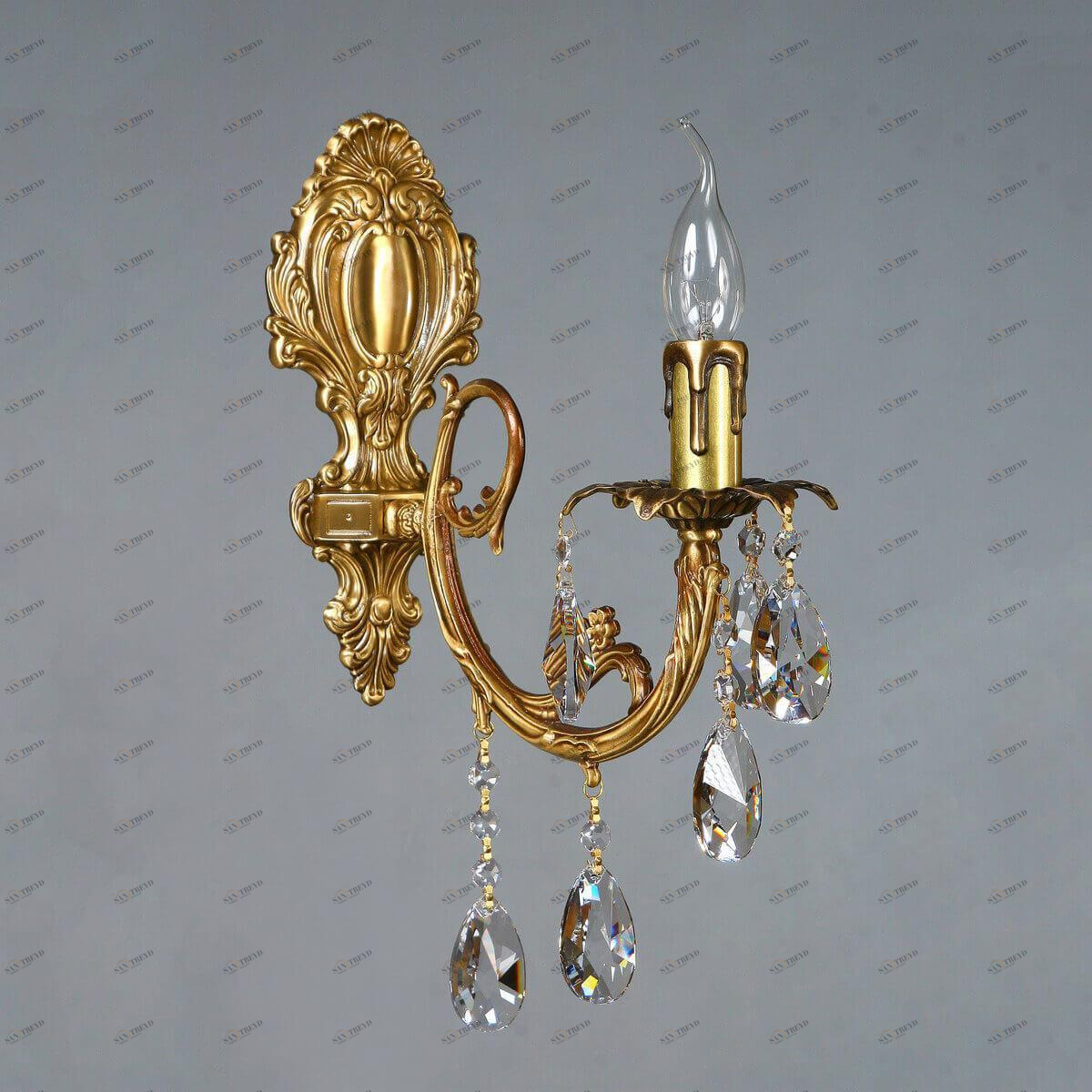 Бра настенное бронзовое Ambiente Alicante 8888/1 AB Tear drop AMBIENTE СВЕЧА 00-3927901 Бронза 