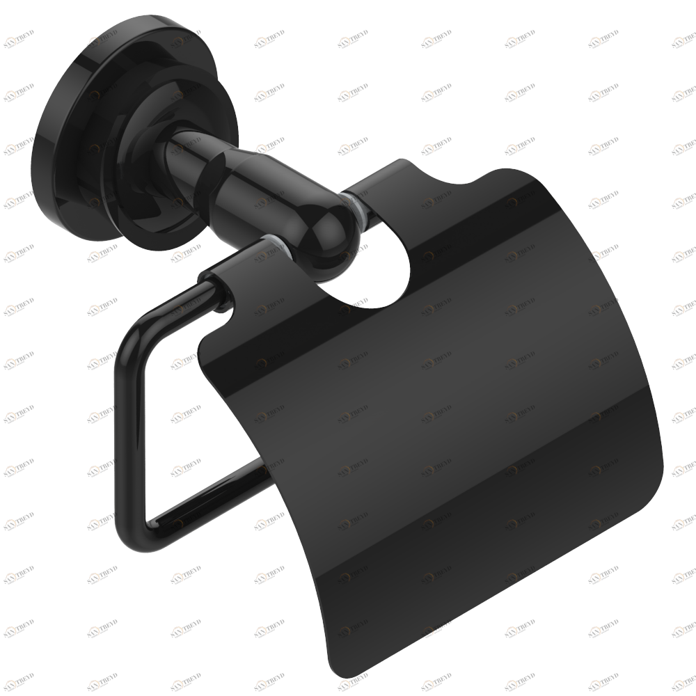 U3F-538AC Бумагодержатель с крышкой настенный Thg-paris Багатель с чёрным камнем и рукоятками Покрытие PVD бронза U3F-538AC CAT.F