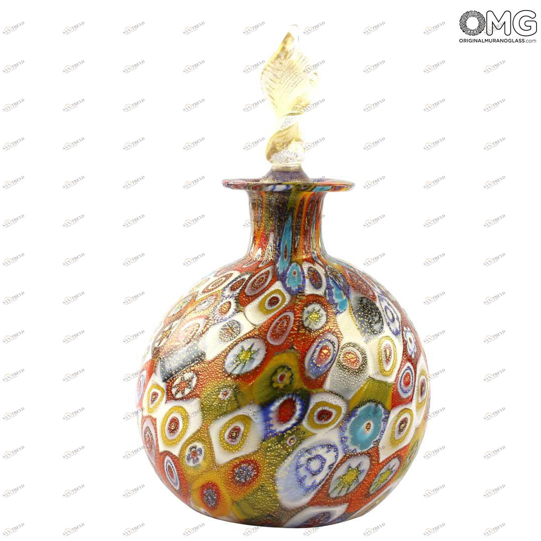 1475 ORIGINALMURANOGLASS Флакон для духов с миллефиори и золотом - Муранское стекло 9 см 