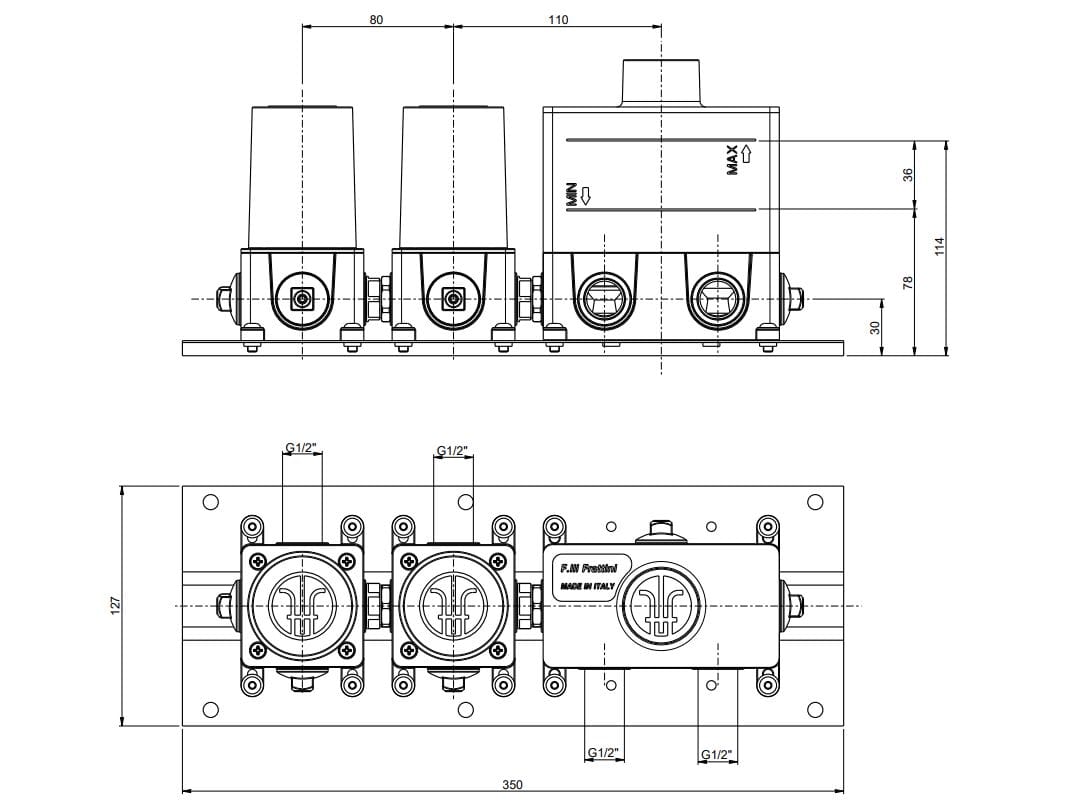 Встраиваемый корпус для прогрессивного смесителя Rubinetterie Frattini 98000V2 ARCH-00067841 - Вид №2
