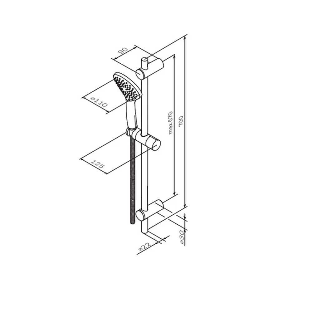 AM.PM Moxie — черный душевой гарнитур с регулируемой лейкой 89400680 STLM-1583414 - Вид №7