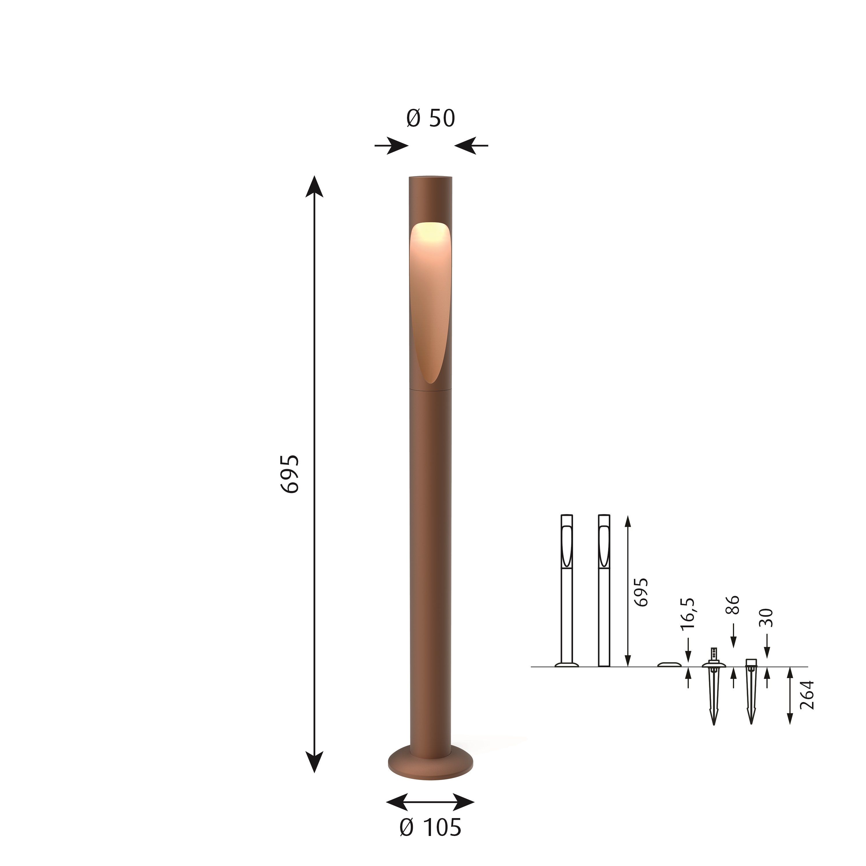 Стальной светодиодный светильник Corten™ Louis Poulsen Flindt ARCH-00122502 - Вид №8