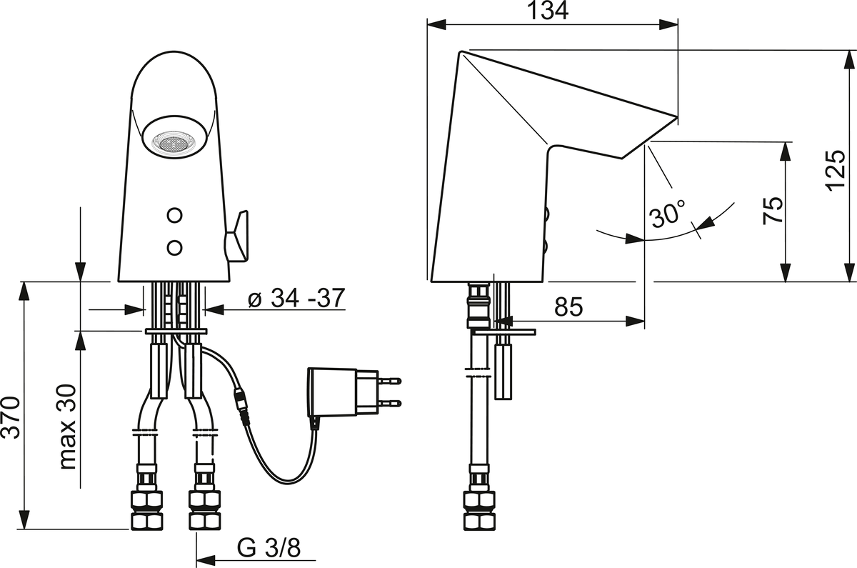 Oras 1724FTZ Смеситель для умывальника, 9/12 V, Bluetooth 1724FTZ Optima Хром  - Вид №1
