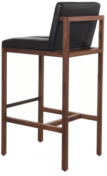BassamFellows Барный стул, обитый кожей, со спинкой Wood frame dining Cb-543 - Вид №3