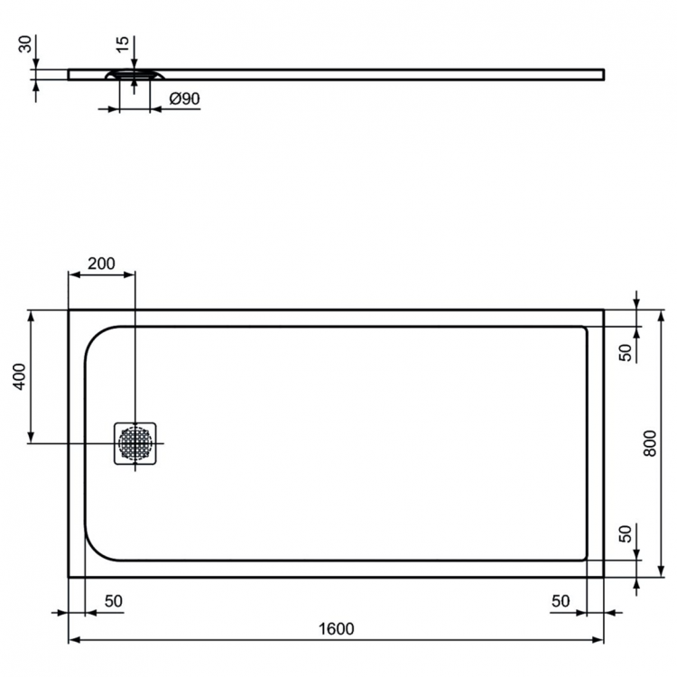 K8276FS Душевой поддон 160х80 см Ideal Standard ULTRAFLAT S  - Вид №3