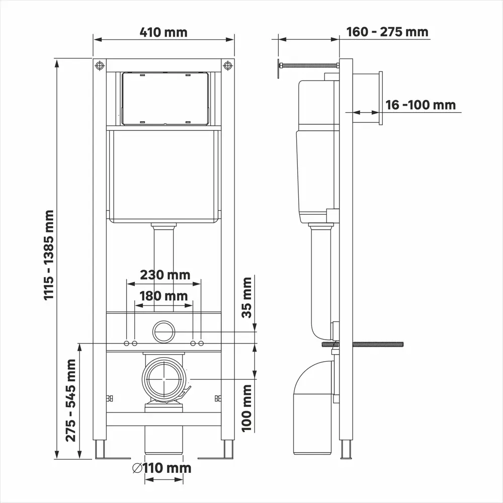 Комплект инсталляция с унитазом Berges Line Pro 043225, безободковый с микролифтом, клавиша SoftTouch цвет черный STLM-2163205 - Вид №6