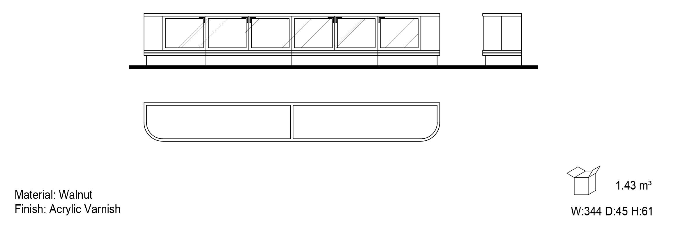 Низкий шкаф для телевизора из дерева и стекла Mobi ARCH-00101496 - Вид №2