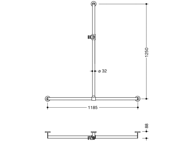 900.35.40240 Поручень для душа с выдвижным держателем для душа HEWI Greifen  - Вид №1