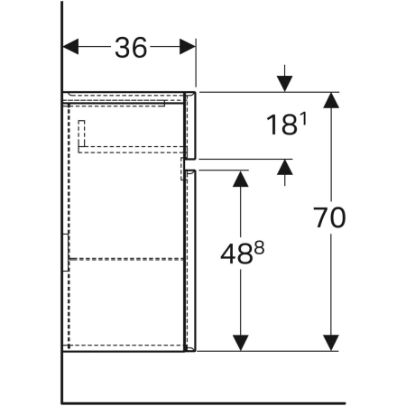 869021000 Шкафчик Geberit Renova Plan однодверный с одним выдвижным ящиком Geberit  - Вид №4