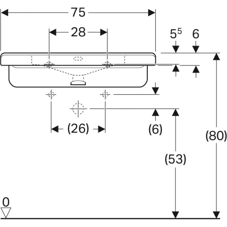128660000 Раковина Geberit Renova Comfort Square, безбарьерная Geberit  - Вид №27