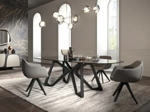 Ozzio Italia Овальный стол из дерева и стекла  T253