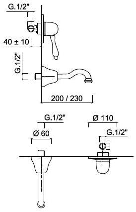Rubinetteria Giulini Смеситель для умывальника с одной ручкой на 2 отверстия Harmony - harmony crystal 9520 - Вид №1