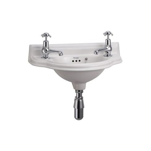 Burlington Cloakroom Маленькая изогнутая передняя раковина 50,5 см с 2-мя отверстиями под смеситель P13 