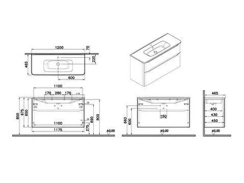 Подвесной шкаф для умывальника со встроенной раковиной VitrA Bathrooms Integra Round ARCH-00094593 - Вид №10