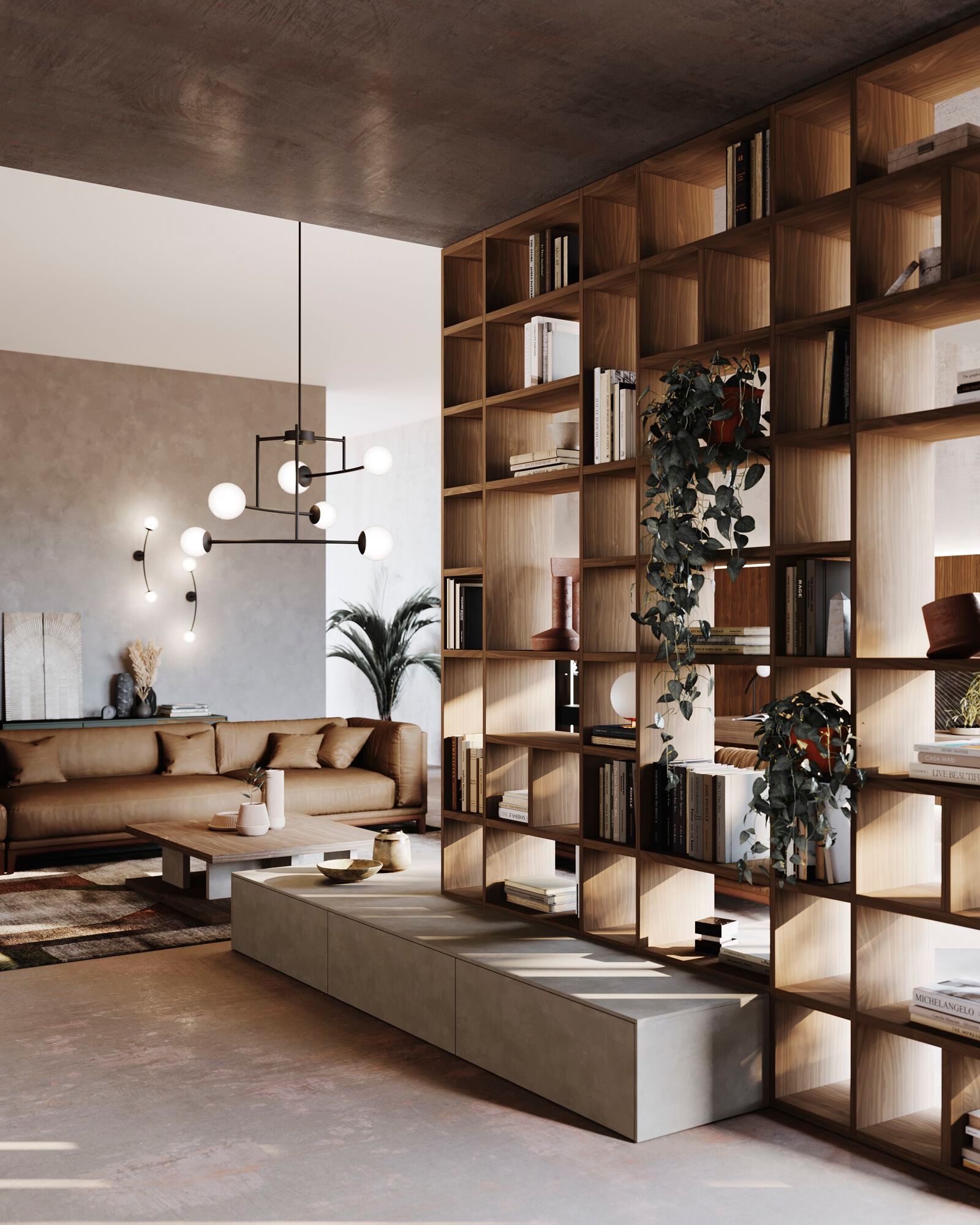 Двухсторонний книжный шкаф из грецкого ореха с креплением пол-потолок Guzzini & Fontana House of Sax ARCH-00069736 - Вид №1