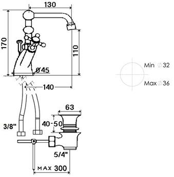 rvb Смеситель для раковины на столешницу, одно отверстие 1920-1921 1921.--.41 - Вид №1