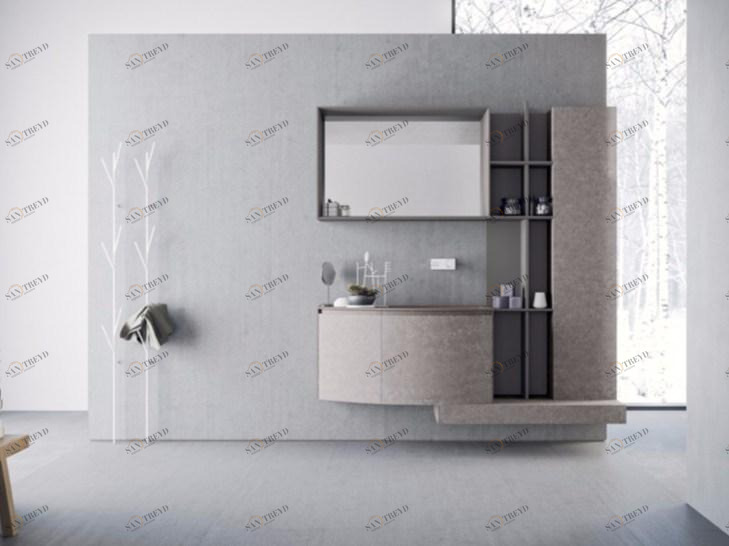 NOVELLO Подвесная тумба под умывальник из HPL с ящиками и зеркалом Calix xl sun-id-1355156