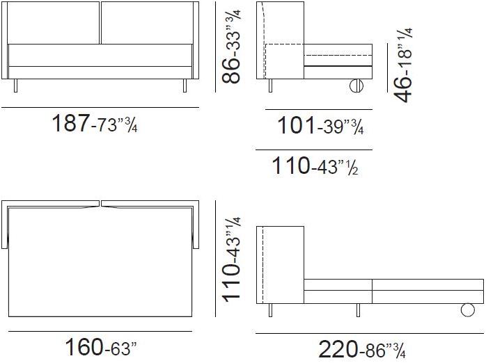 Vibieffe Диван-кровать со съемным чехлом из ткани sun-id-1442999 - Вид №4