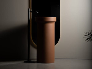 Круглая отдельно стоящая раковина из твердой поверхности