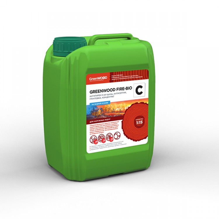 GWF-CK/05 GreenLAB GREENWOOD FIRE-BIO С Концентрат 1:15, 5 л, АНТИПИРЕН I-ой группы, АНТИСЕПТИК, ГРУНТОВКА 