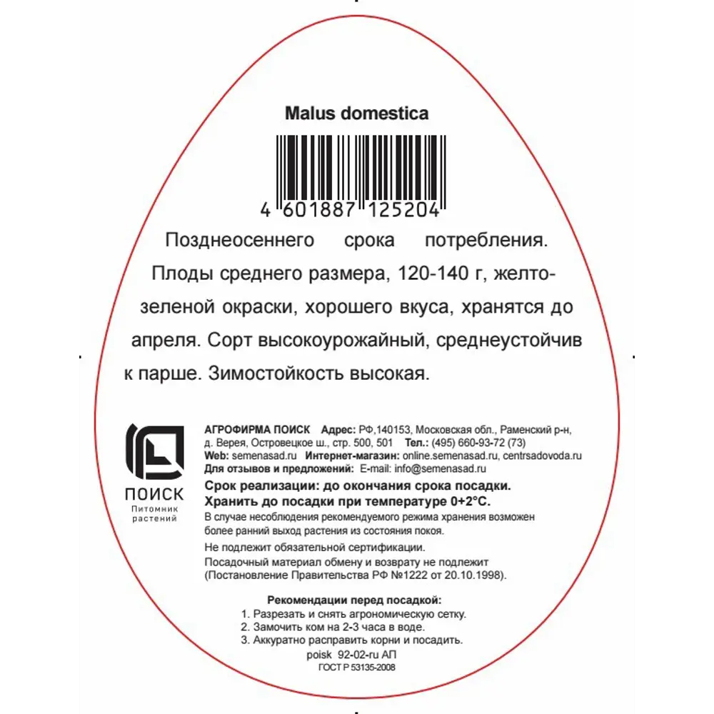 Яблоня колоновидная Янтарное ожерелье 83791303 STLM-2137264 Santreyd  - Вид №2