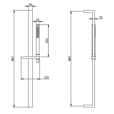 Набор для душа из латуни с переключателем Rubinetterie Treemme Q30 ARCH-00082774 - Вид №3