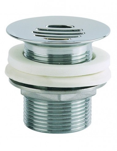 121500 000 00  Водоотводящий желоб для умывальника, решетка из хромированной латуни, Д. 63 мм, затяжка от 1 до 35 мм Valentin Хром  - Вид №1