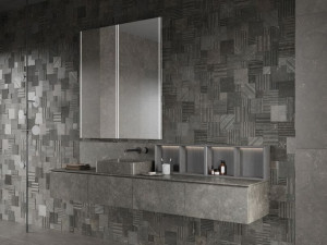 Мраморный секционный умывальник с зеркалом