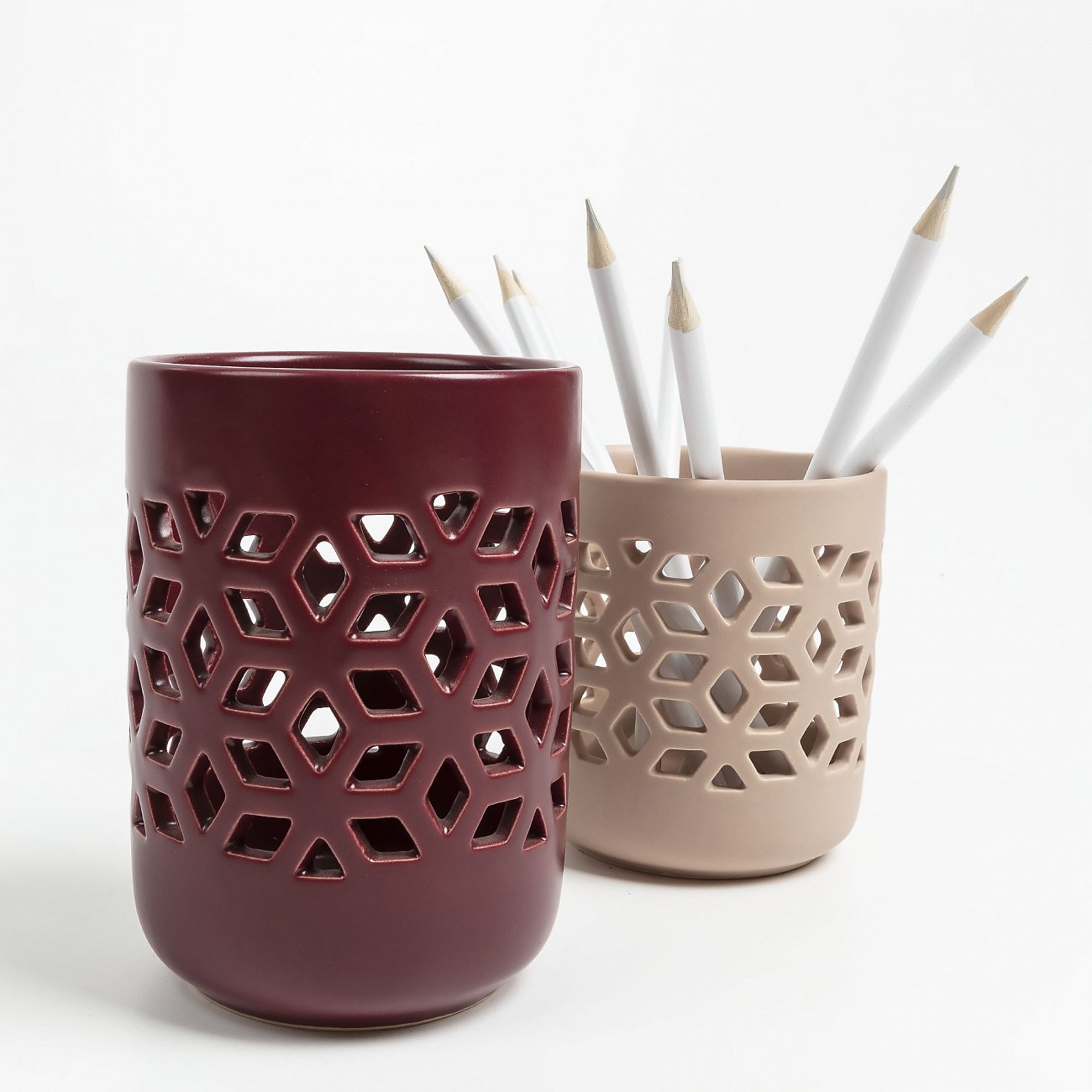 Подсвечники керамические 2шт бордовый с бежевым Locust от La Forma LA FORMA LOCUST 00-3865134 Бежевый;красный  - Вид №2