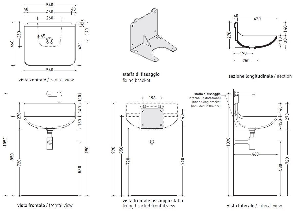 Pt54l Подвесная раковина настенная овальная Ceramica Flaminia Plate белая - Вид №1