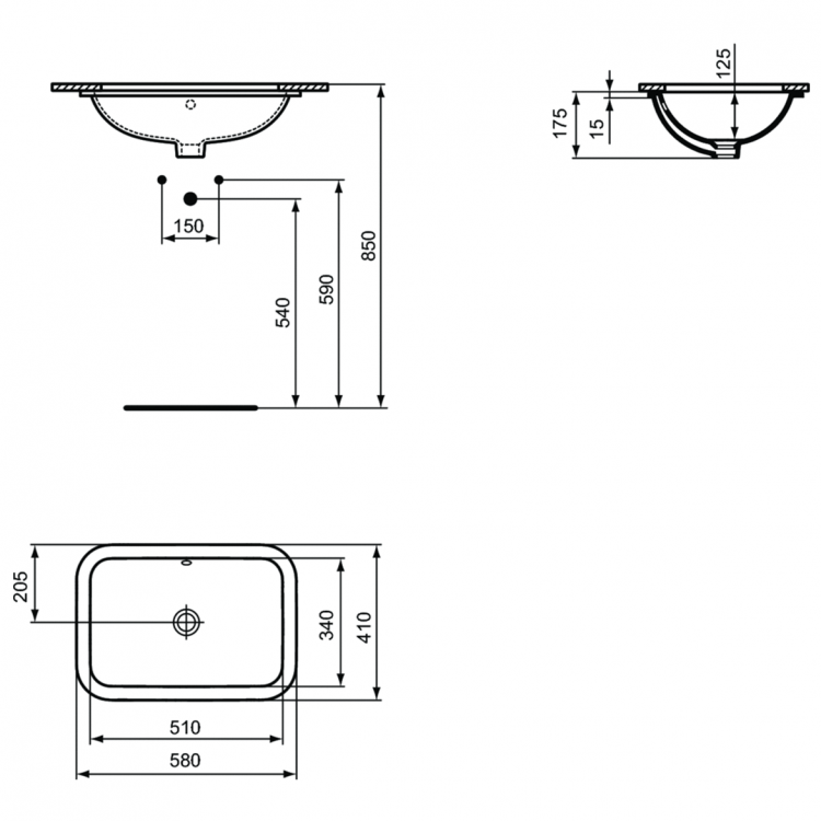 E506101 Раковина 58 см Ideal Standard CONNECT - Вид №1