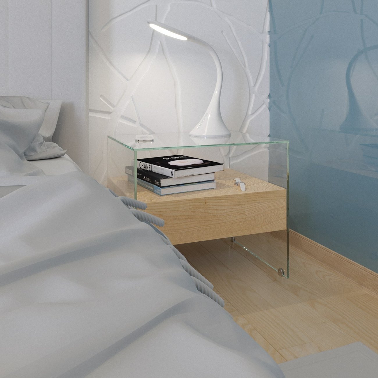 Тумбочка прикроватная стеклянная "Со-1" GRAUM  304064 Бежевый;прозрачный  - Вид №1