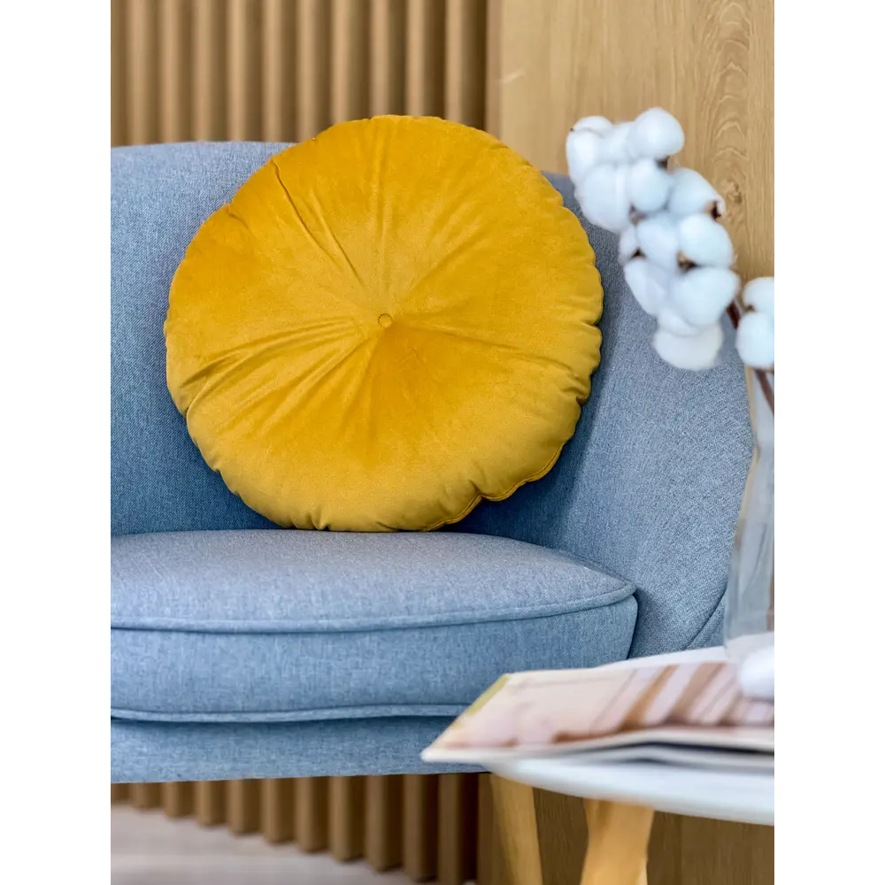 Подушка декоративная Linen Way Harvest Gold d37 см бархат цвет горчица STLM-2098948 - Вид №2