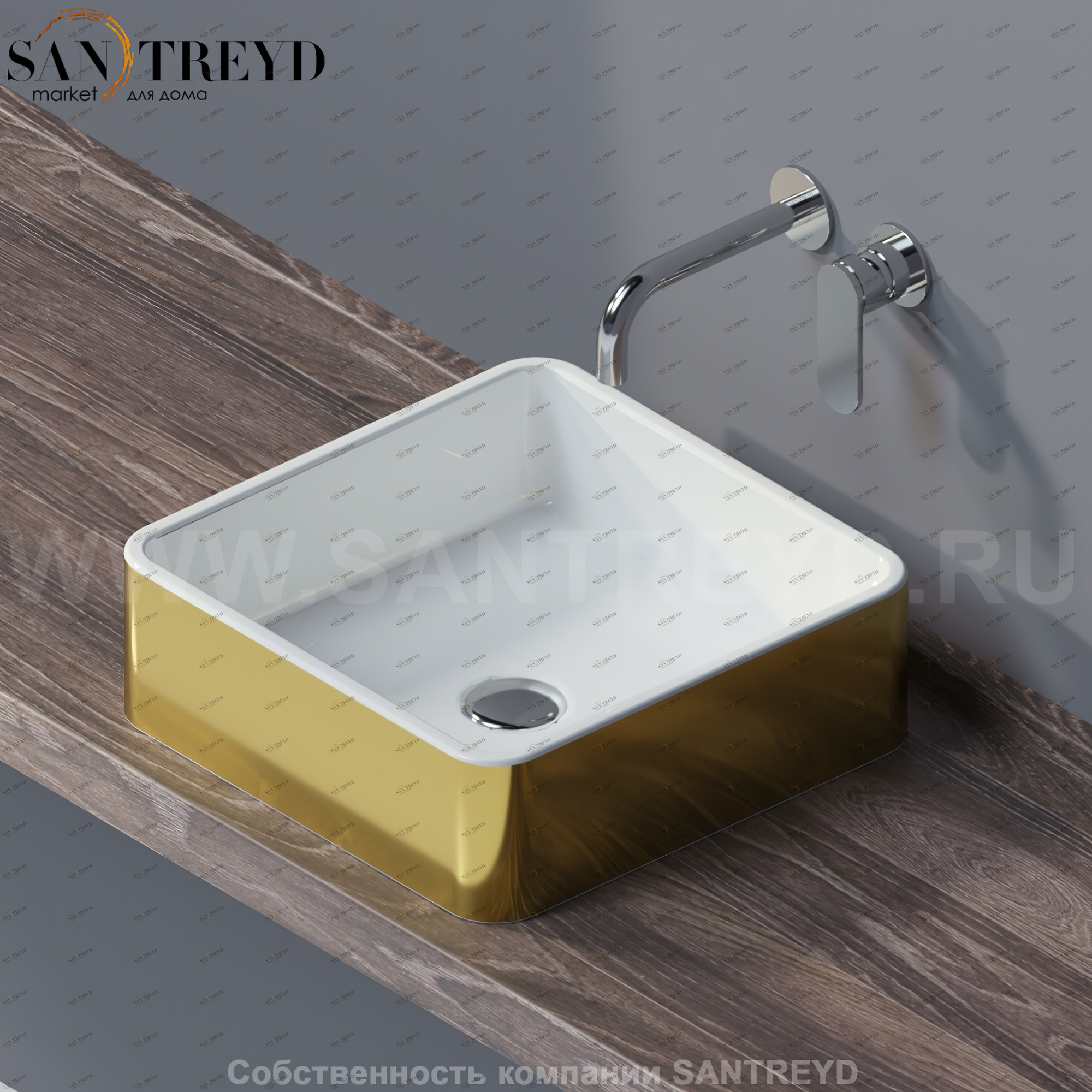 MWL40GOLD Накладная раковина на столешницу  квадратная Ceramica Flaminia Miniwash