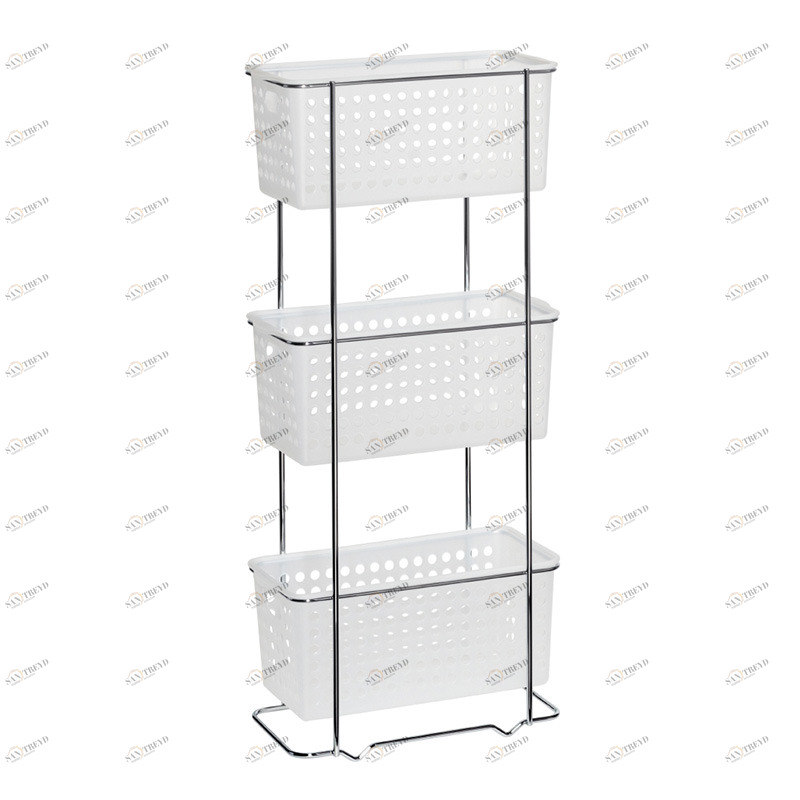 Этажерка прямоугольная трехэтажная хром(1/6) Grampus ЭТАЖЕРКИ GR812