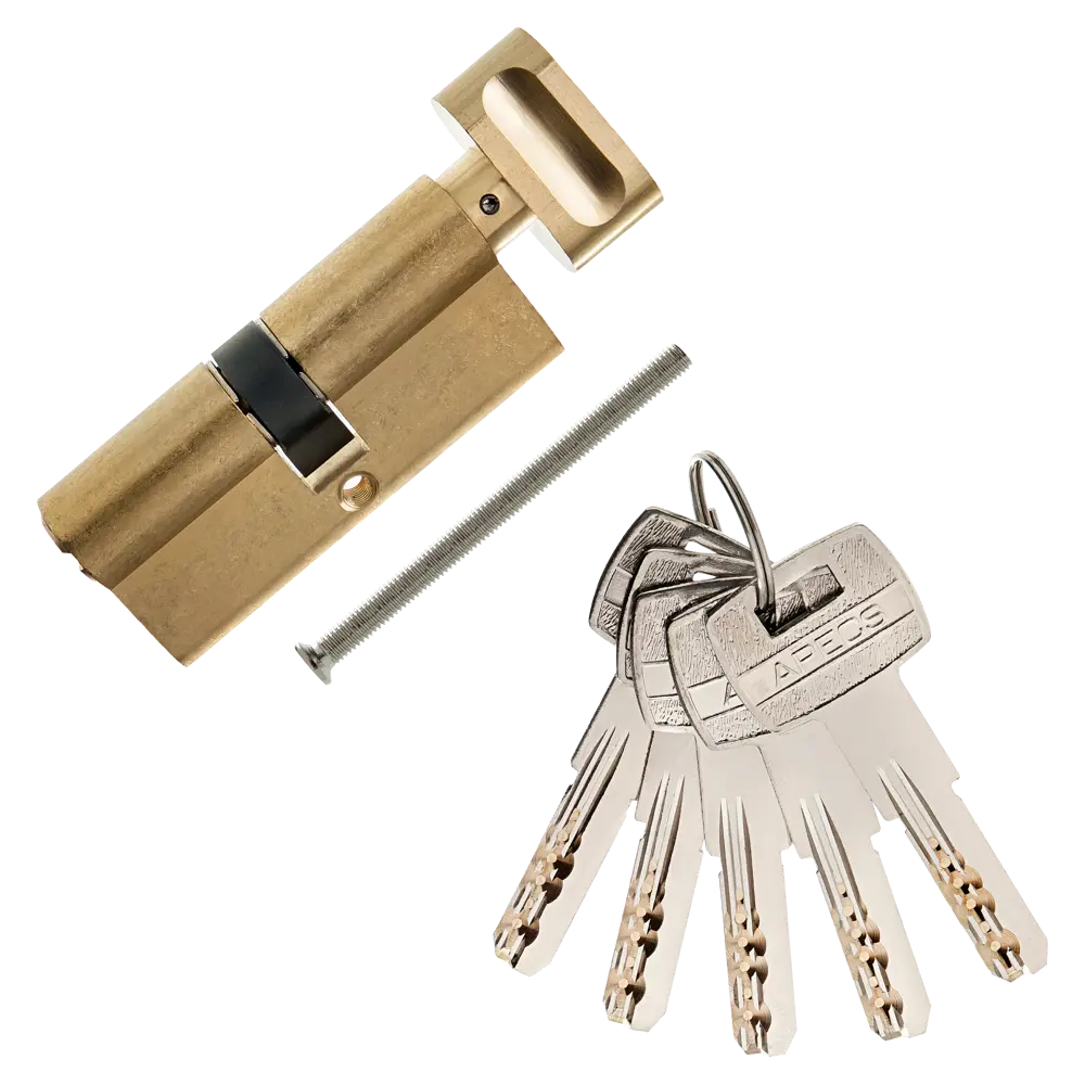 Цилиндр Apecs SM-70-C-G, 35x35 мм, ключ/вертушка, цвет золото STLM-2138895 - Вид №1