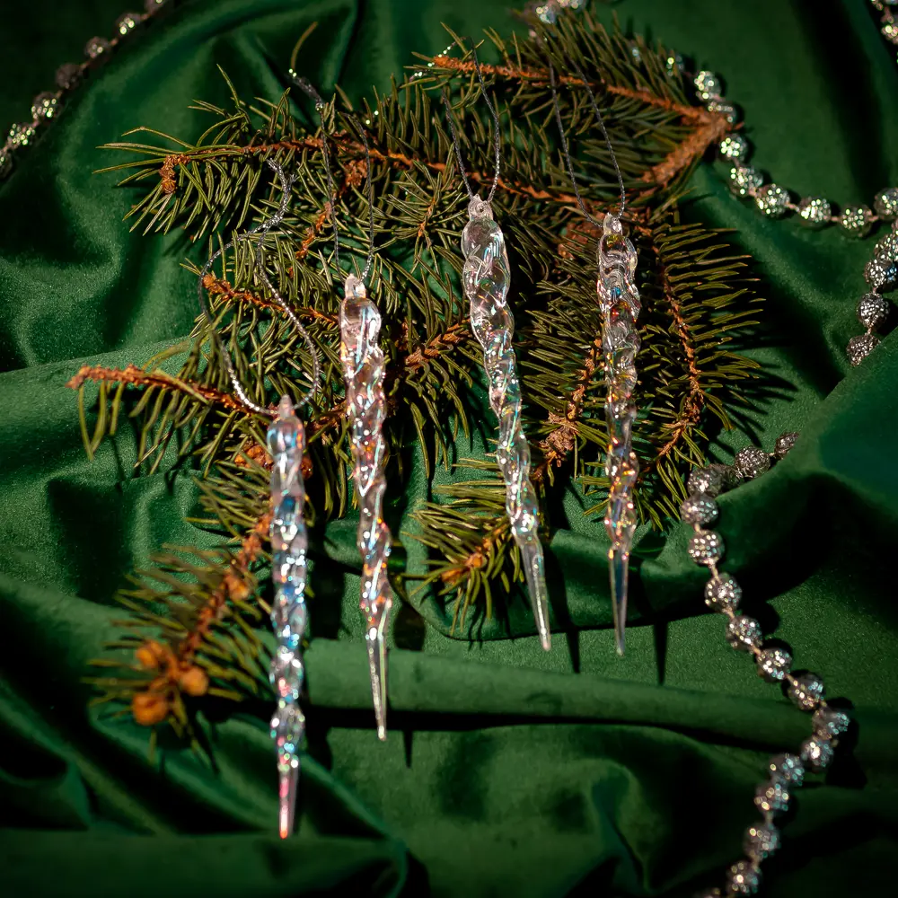 89377719 Новогоднее украшение Сосульки 602 прозрачный 4 шт. STLM-1486801 Santreyd 