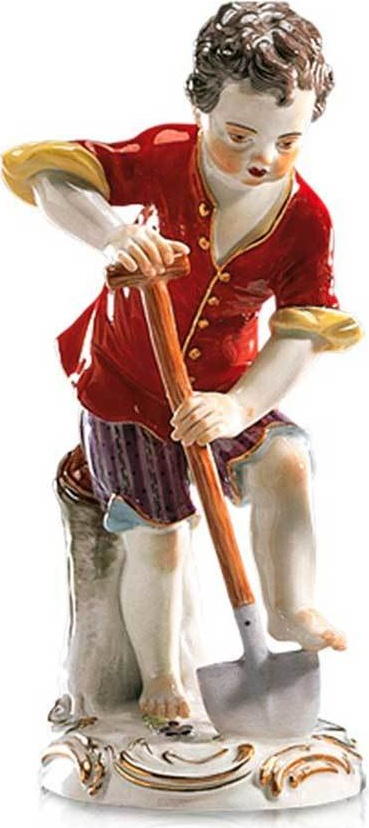 10528183 Meissen Фигурка 15см "Мальчик с лопатой" (И.-И.Кэндлер,1740г.) (пара к 60323) Фарфор 