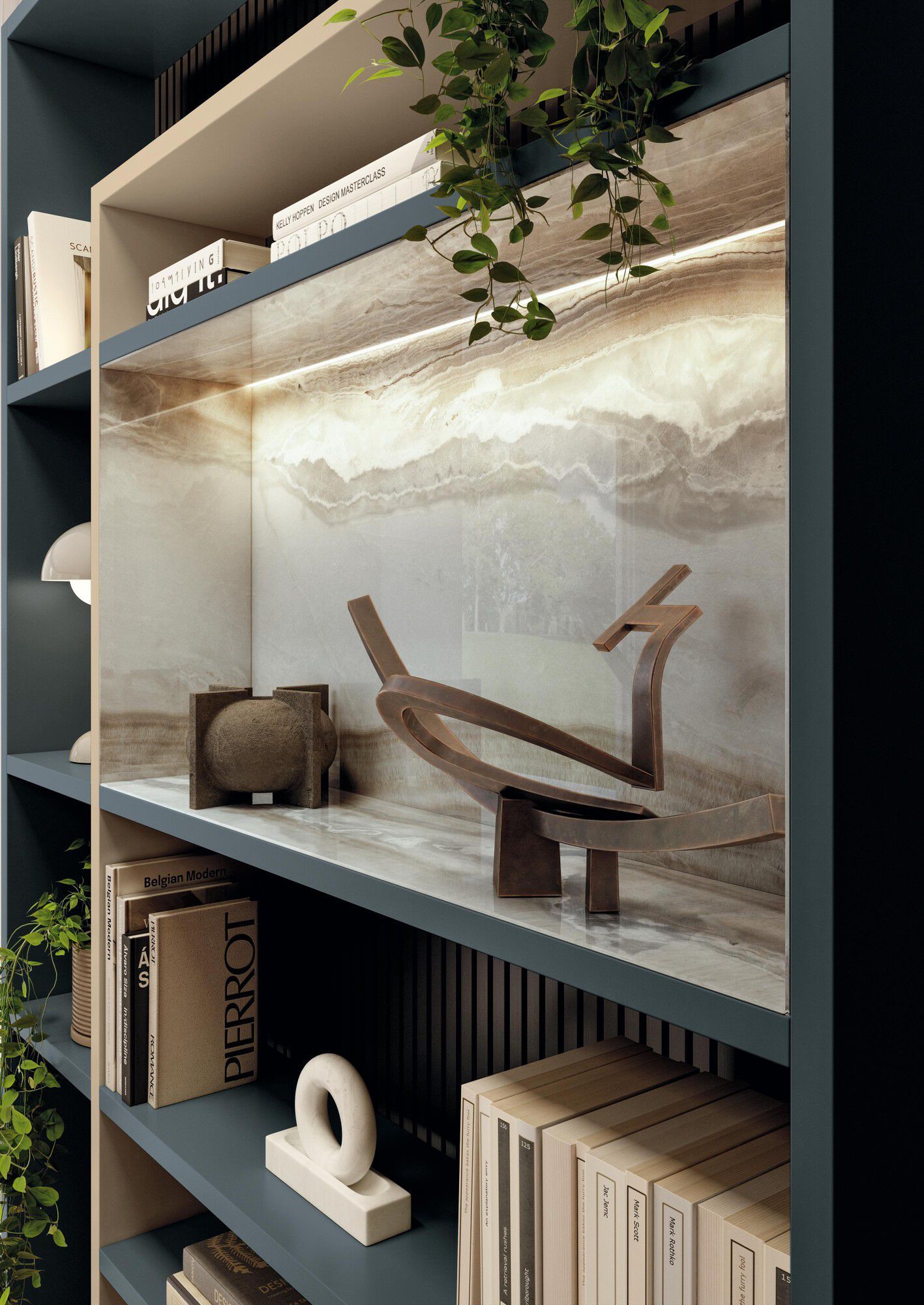 Деревянный книжный шкаф с освещением Lago 30MM - 2733 ARCH-00089855 - Вид №1