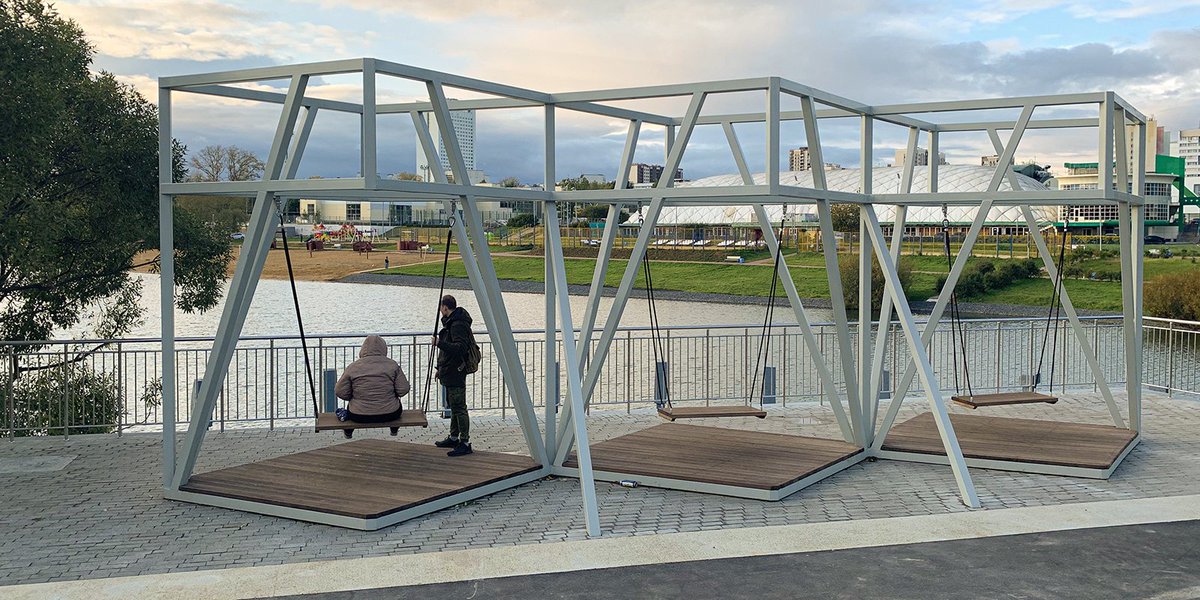 12343 АРБАТ Ареол 3, качели парковые трехместные LAB.Space 